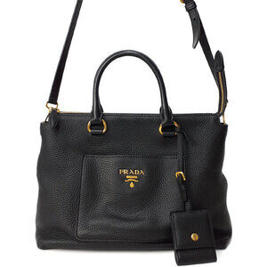 Prada Vitello Daino leather tote Shoulder bag Black